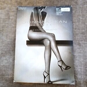 Donna Karan Off-Black Sheer Satin Ultra High Cut Hosiery Signature Collection
